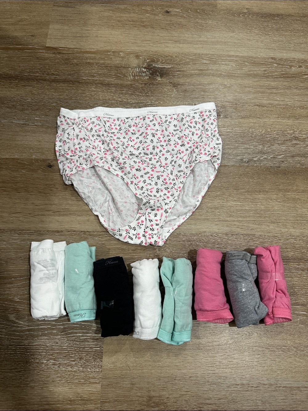 Women’s Cotton Floral Briefs - White with Pink Floral xl (9)